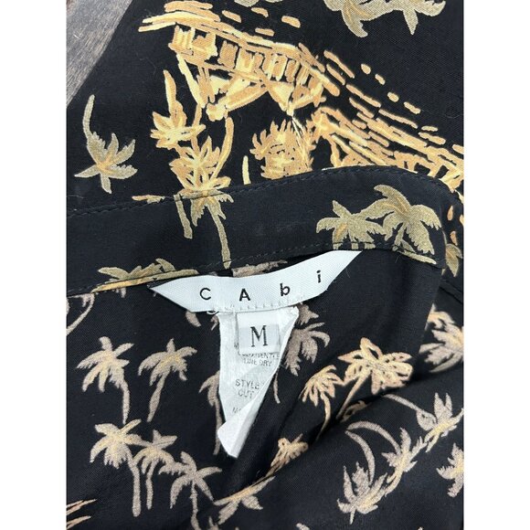 Cabi Womens Black & Gold Tropical Print Wide Leg Pants Size M - Picture 6 of 9